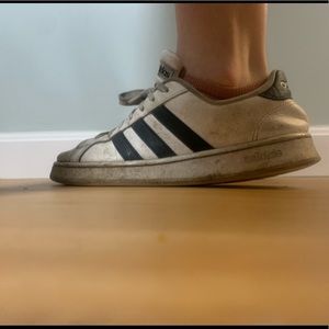 WARNING- these don’t smell like roses. Worn out Size 8.5 Adidas- work shoes